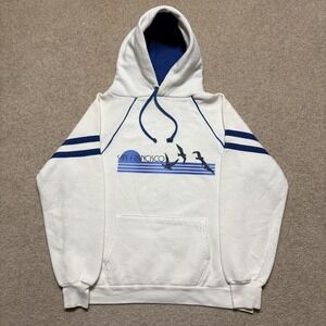 Vtg 70s San Francisco Hoodie Mens Medium White USA Two Tone Pullover Sportswear